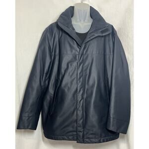 HUGO BOSS Fleece Lined Weatherproof Jacket Hood Relaxed Fit Large Black
